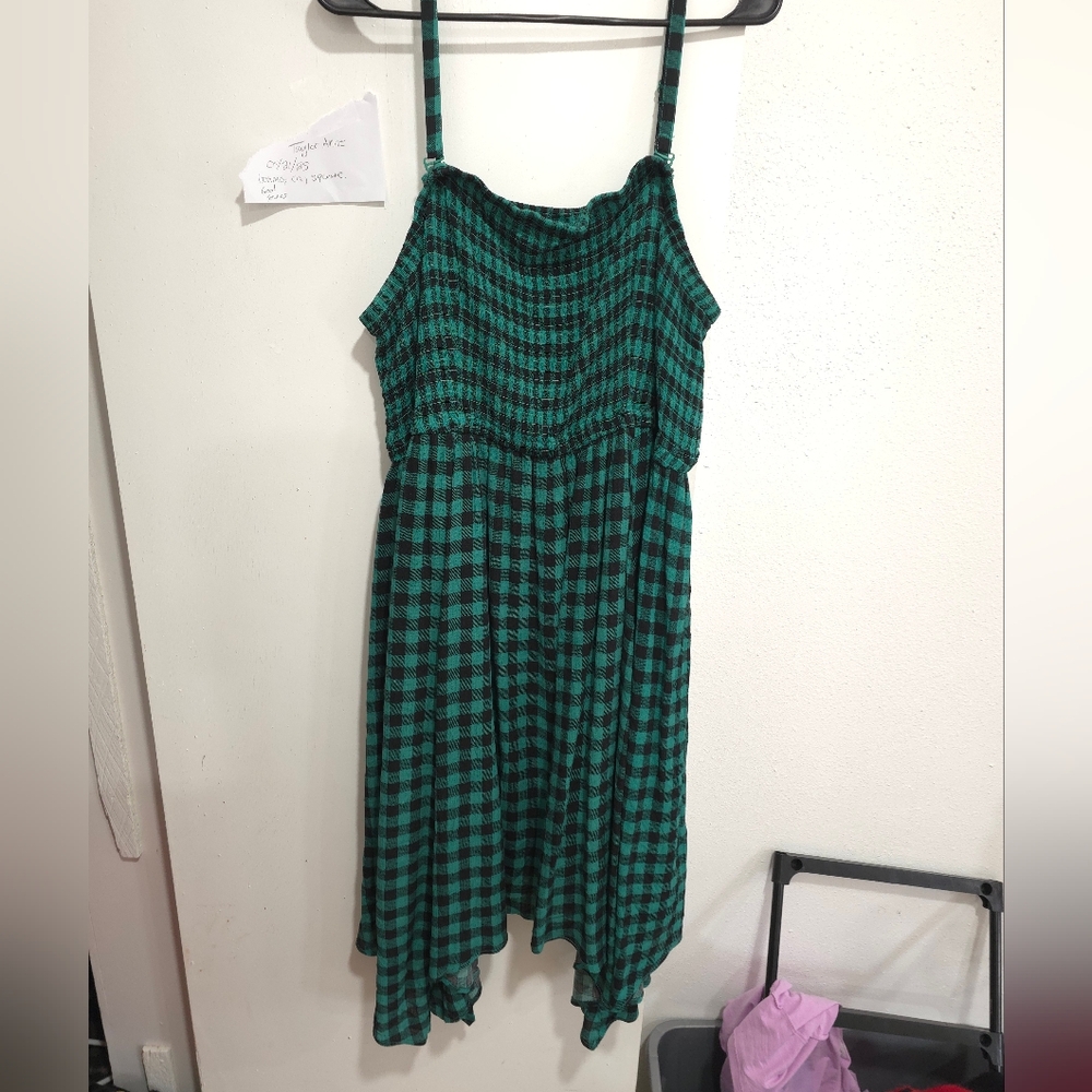 Torrid Green and Black Checkered Swim Coverup